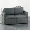 2 Seater Outdoor Couch Patio Sofa with Deep Seat, Cushions, Wide Armrests for Garden, Balcony, Porch, Dark Grey