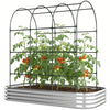 Galvanised Raised Garden Bed with Arched Trellis, 7 x 4 x 7ft Metal Outdoor Planter Box with Open Bottom