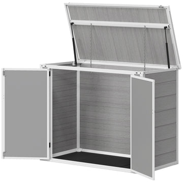 41 Cu. Ft. Outdoor Storage Shed, Outdoor Horizontal Trash Can Storage with Chain Lid, Lockable Storage Box