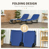 Set of 2 Folding Outdoor Lounge Chair, Sun Tanning Chairs with Reclining Back, Breathable Mesh for Beach Patio, Blue