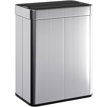 13.2 Gallon Sensor Can, Automatic Garbage Can with Soft-Close Butterfly Lid, Fingerprint-Proof Stainless Steel, Silver