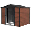 8' x 7' Outdoor Storage Shed, Galvanized Steel Metal Garden Shed with Lockable Doors, Floor Frame, Vents, Lock and Gloves for Backyard, Lawn, Patio