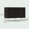 Modern Chest of Drawers 4 Drawer Dresser for Bedroom with Gold Legs and Handles, Black