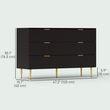 Modern Chest of Drawers 4 Drawer Dresser for Bedroom with Gold Legs and Handles, Black