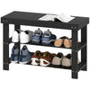 Bamboo Shoe Storage Bench, 3-Tier Entryway Bench with 2 Storage Shelves for Hallway, Holds 6 Pairs, Black