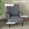 Armchair, Fabric Accent Chair, Modern Living Room Chair with Wood Legs and Rolled Arms for Bedroom, Grey