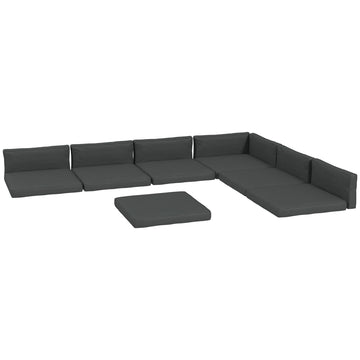 Replacement Cushions for Rattan Furniture, 14 Piece Outdoor Seat Cushion Pad for Patio Set, 7 Seat and 7 Back, Grey
