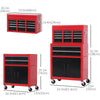 6-Drawer Rolling Tool Chest, 2 in 1 Lockable Storage Cabinet with Hooks, Metal Tool Box for Garage, Workshop