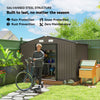 11' x 9' Metal Storage Shed Garden Tool House with Double Sliding Doors, 4 Air Vents for Backyard, Patio, Lawn Dark, Brown