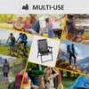 Outdoor Folding Chair, Bungee Sling Foldable Patio Dining Chair with Armrests, Folding Lawn Chair for Camping, Garden, Pool, Beach, Backyard, Grey