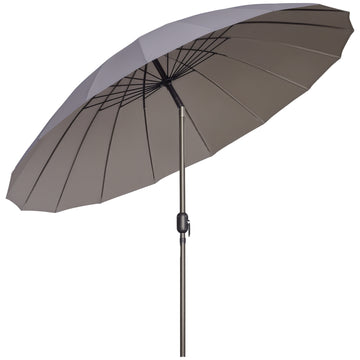 8ft Shanghai Garden Parasol Umbrella with Crank & Tilt, Adjustable Outdoor Sun Shade, Dark Grey