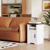 Set of 2 Side Tables with Barn Door and Open Shelf, Farmhouse End Tables with Cabinet, Nightstands for Living Room