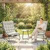 3 Piece Outdoor Bistro Set, Round Patio Table and Chairs Set for 2 with Breathable Mesh Seat and Cushions, Light Grey