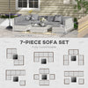 7 Pieces Patio Furniture Set, Rattan Conversation Set Garden Wicker Sofa Set with Washable Cushions and Coffee Table, Grey