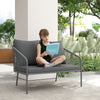 Garden Sofa with Cushions, 2-Seater Outdoor Balcony Rattan Sofa, 112 x 72 x 76 cm, Grey