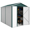 9' x 6' Garden Shed, Outdoor Storage Patio Shed w/ Sloped Roof, Lockable Door for Patio Lawn, Green, White And Green