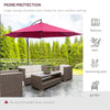 10' Deluxe Patio Umbrella, Outdoor Market Parasol, Banana Hanging Offset Sunshade with Crank, Cross Base, Wine Red