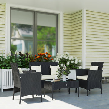 4-Piece Rattan Outdoor Furniture Set Patio Furniture Set with Coffee Table 22.8