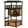 4-Floor Wood Outdoor Cat House Catio for Cats with Condo, Fun Entrances, Perch