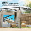 10' x 10' Outdoor Gazebo, Retractable Pergola Canopy with Curtains, UPF30+ Free Standing Metal Pergola Kit