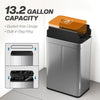 14.5 Gallon Sensor Can, Automatic Garbage Can with Soft-Close Butterfly Lid, Fingerprint-Proof Stainless Steel, Silver