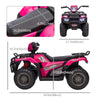 12V Kids ATV Quad, 4 Wheeler Battery Powered Electric Vehicle with Music MP3, Headlights, High Low Speed, Treaded Tires, for Boys and Girls Ages 37-60 Months, Pink