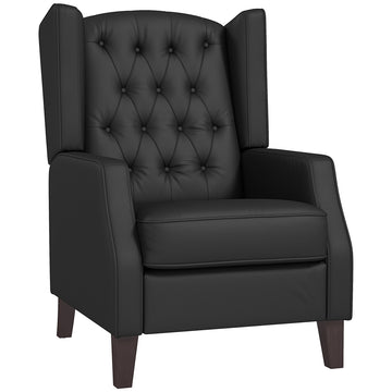 Faux Leather Accent Chair with Thick Padding for Living Room, Bedroom, Home Office, Black