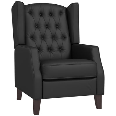 Faux Leather Accent Chair with Thick Padding for Living Room, Bedroom, Home Office, Black