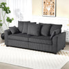 Corduroy Couch, 3 Seater Sofa, Modern Upholstered Couch with Curved Armrests and 8 Removable Pillows