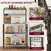 Kitchen Baker's Rack with Power Outlet, Coffee Bar Station with Adjustable Shelves and Hooks, Distressed Grey