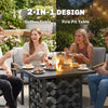 Propane Fire Pit Table, 28 Inch Gas Fire Pit with Explosion-Proof Net and Glass Wind Guard, Gas Tank Holder