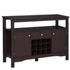 Modern Kitchen Buffet Bar Cabinet Storage Sideboard Dining Server with Drawer & 12-Bottle Wine Rack for Living Room, Espresso