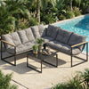 4 Piece Patio Furniture Set with Thick Cushions and Coffee Table, Patio Conversation Set for Porch, Balcony, Deck, Grey
