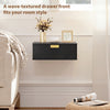Modern Floating Nightstands Set of 2, Wall Mounted Bedside Tables with Wave Drawer White