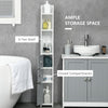 Freestanding Tall Bathroom Cabinet, Narrow Bathroom Storage Cabinet with Shelves and Cupboards, Grey and White