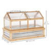 Raised Garden Flower Bed Kit with Greenhouse, Wooden Cold Frame Planter with Open Roofs, 48
