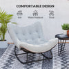 Oversized Rattan Patio Egg Chair, Outdoor Rocking Chair with Padded Cushion for Indoor, Porch, Grey