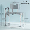 6-Level Adjustable Bath and Shower Transfer Bench Aluminum Chair with Non-Slip Feet, Armrest & Backrest Grey