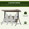 3 Person Porch Swing Outdoor Swing Chair with High Back Design, Side Pouches and Adjustable Canopy