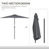 9.8ft Half Umbrella Semi Round Patio Parasol with Crank Handle, Top Vent for Garden, Balcony- NO BASE INCLUDED, Grey