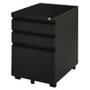 3 Drawer Filing Cabinet, Lockable Office Storage Cabinet on Wheels for Legal, Letter, A4 Files, Black