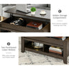Lift Top Coffee Table with Hidden Storage Compartment and Open Shelves, Lift Tabletop Pop-Up Center Table for Living Room, Dark Walunt
