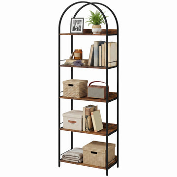 Bookshelf 5 Tier Arched Bookcase, 73.2