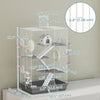 4-Level Large Hamster Cage with DIY Tubes, Water Bottle, Food Dish, Hut, Exercise Wheels, Grey