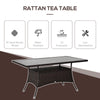 Garden Dining Table, Patio Rattan Dining Table with Glass Top, Storage Shelf for Yard, 59