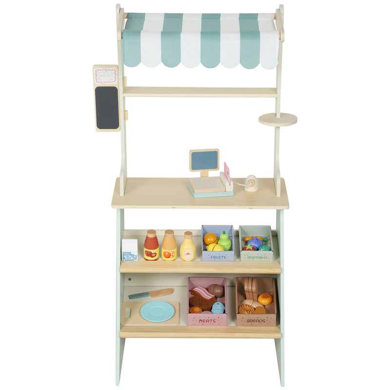 Qaba Wooden Dishwasher Playset, Play Sink Toys with Faucet, Turning Knobs and Accessories, Gift for Boys Girls Toddlers