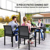 5 Piece Patio Dining Set with 4 Stackable Chairs, Tempered Glass Top, Rust-Resistant Metal Frame