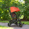 Qaba Tricycle for Toddler 4 in 1 Kids Trike with Reversible Adjustable Seat, Baby Push Bike with Removable Handle, Curved Canopy, Belt Storage Brake Clutch for 1-5 Years, Red
