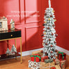 5ft Snow-Flocked Artificial Christmas Tree, Slim Pencil Xmas Tree with 301 Realistic Branches, Metal Base, Pink
