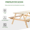 Wood Picnic Table, Camping Table and Bench Set with Umbrella Hole for Outdoor, Garden, Patio, Backyard